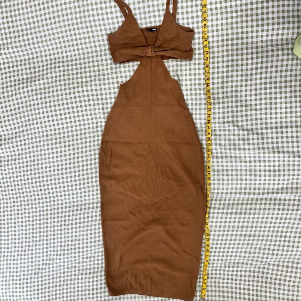 Elegant Brown Knit Dress with side cut outs